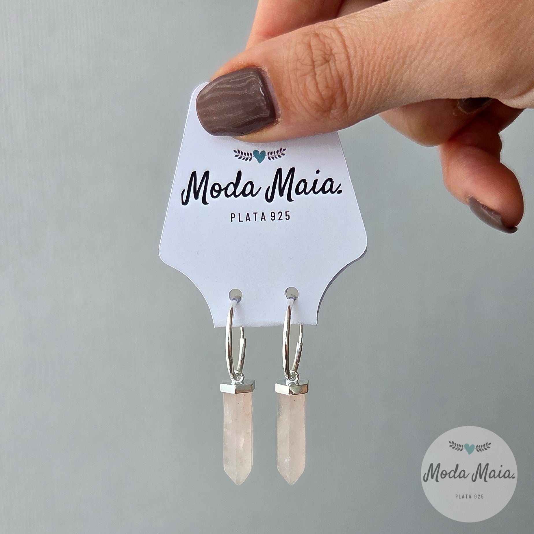 Aros Argollas Cuarzo Rosa